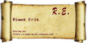 Rimek Erik névjegykártya
